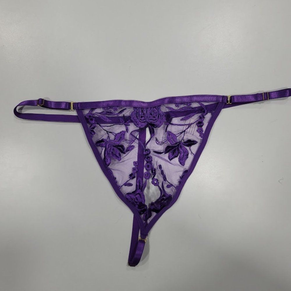 Floral Embroidered Mesh Garter Bustier Set Lingerie - Picture 11 of 13
